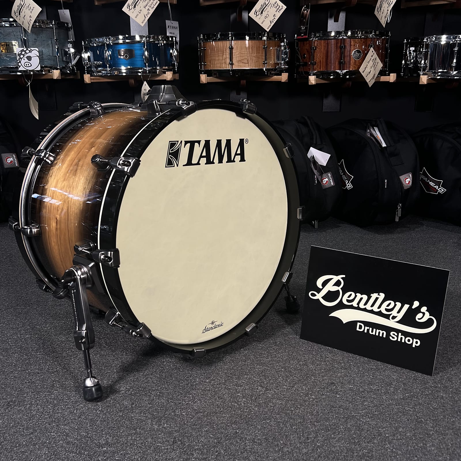 TAMA MEB2014MULNWB Starclassic Maple 14x20" Bass Drum in Natural Pacific Walnut Burst w/ Smoked Black Nickel Hardware